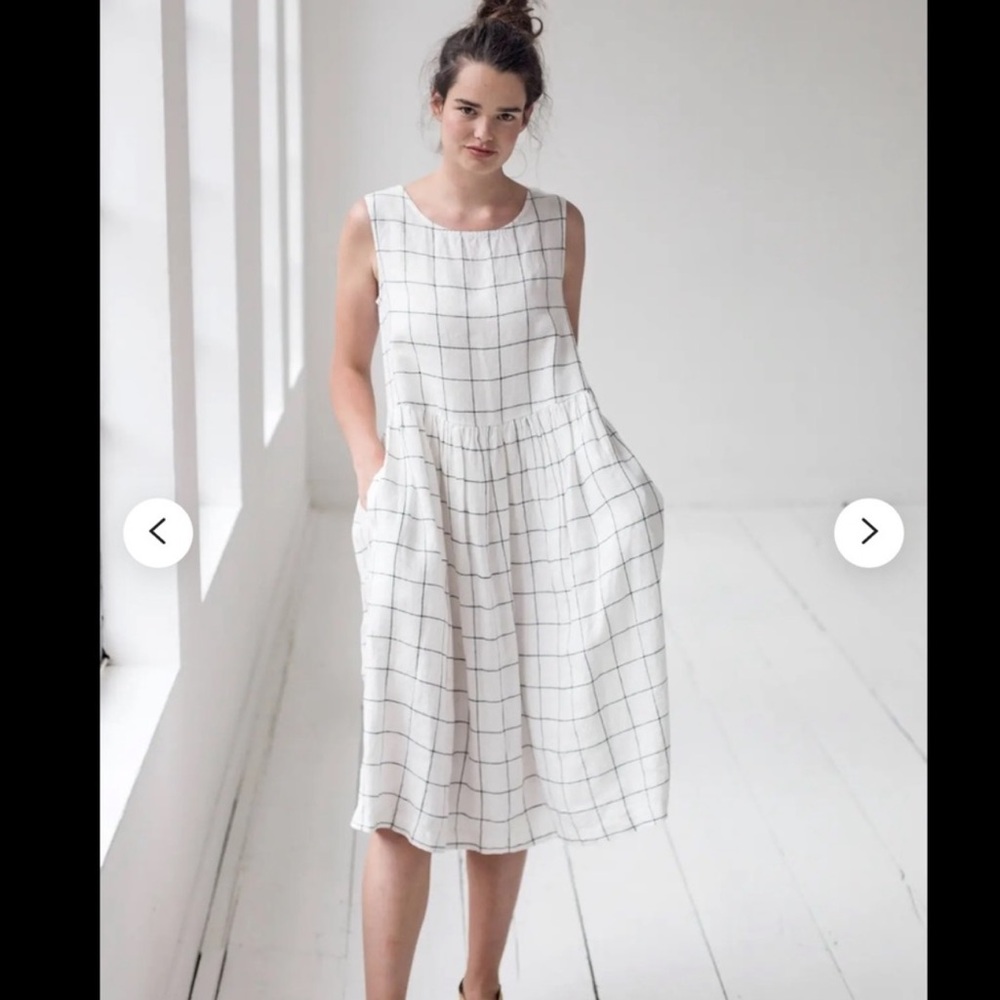 Not Perfect Linen Smock Maxi Dress | Large Checks